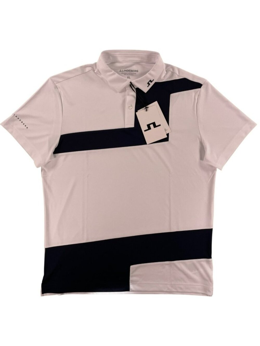 J.Lindeberg Sidd Polo Golf Shirt White & Navy TX Jersey Wicking Men's Sz XL NEW